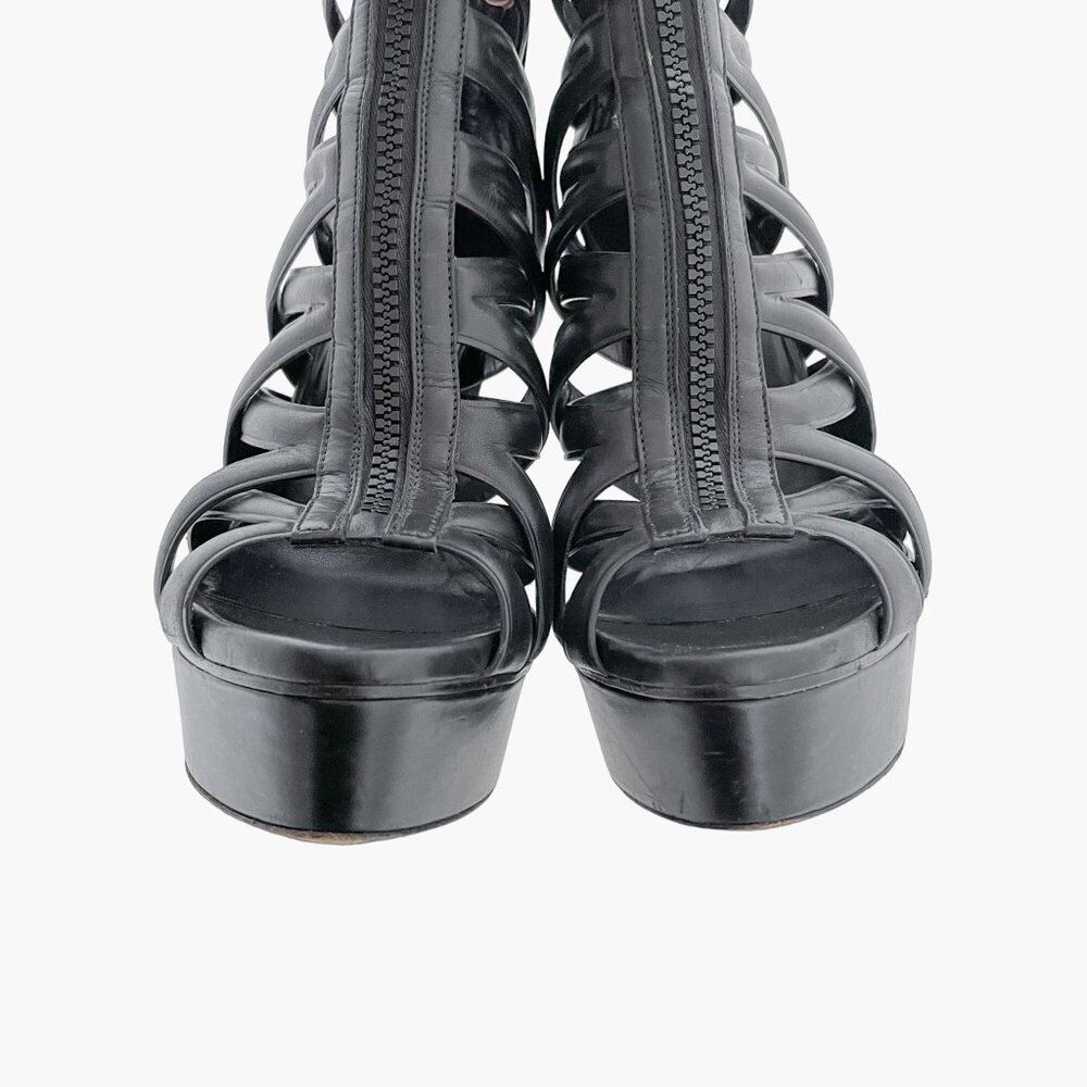 Gucci Lifford Cage Platform Pumps EU 39 US 9 Black High Heel Gladiator Booties - Picture 5 of 12